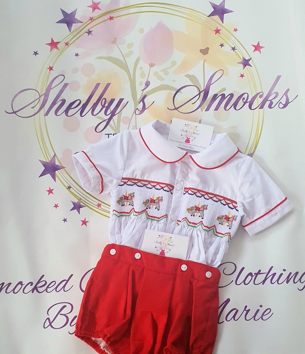 Carousel red Smock Set *made to order*