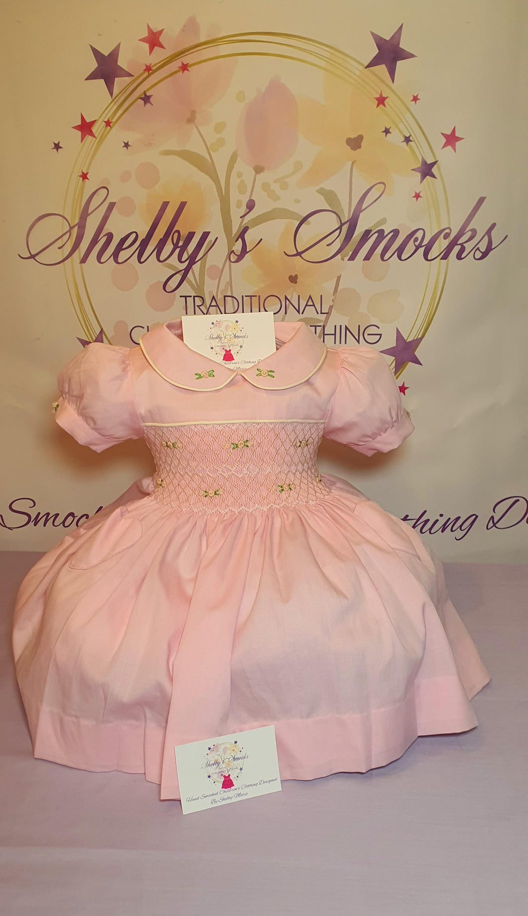 *MADE TO ORDER *Baby pink with cream smock dress