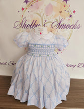 Load image into Gallery viewer, *MADE TO ORDER * Baby blue and white smock dress
